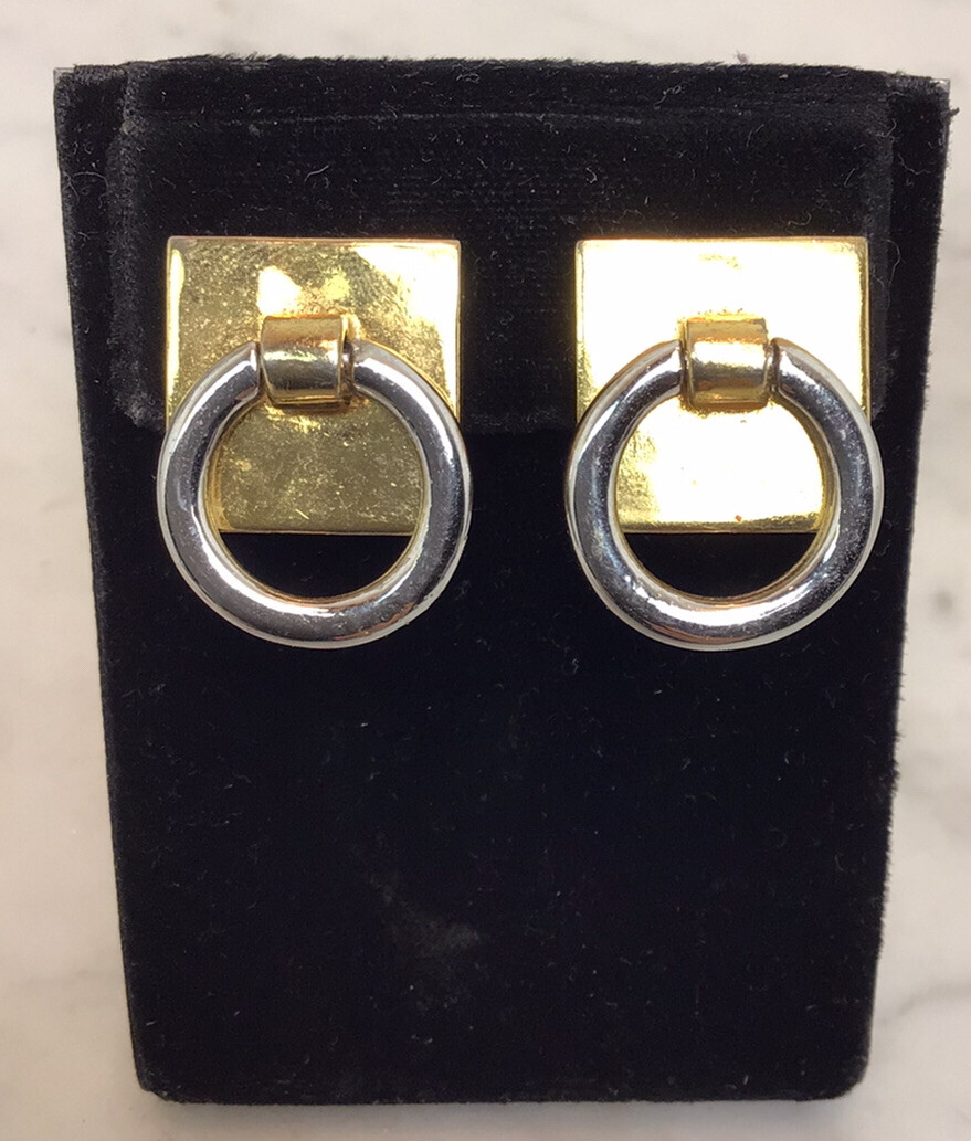 Vintage KENNETH JAY LANE Two Tone Knocker Clip On… - image 2