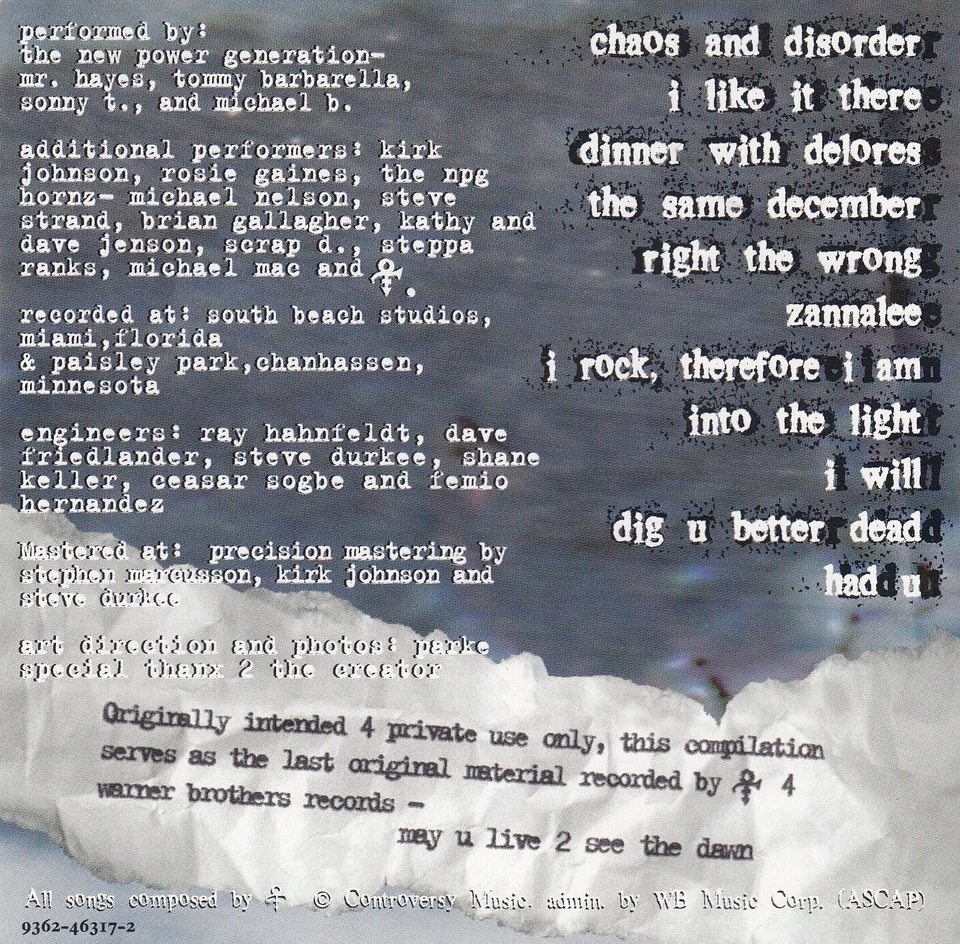 PRINCE Chaos And Disorder CD Album 1996 WIE NEU SYMBOL 90s Funk & Rock Klassiker - Bild 3 von 4