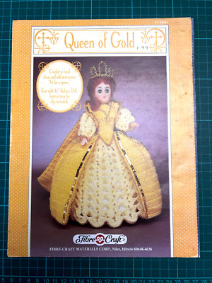 Royal Kleid Häkelanleitung 15'' Modepuppe Faserhandwerk FCM244 - Königin von Gold