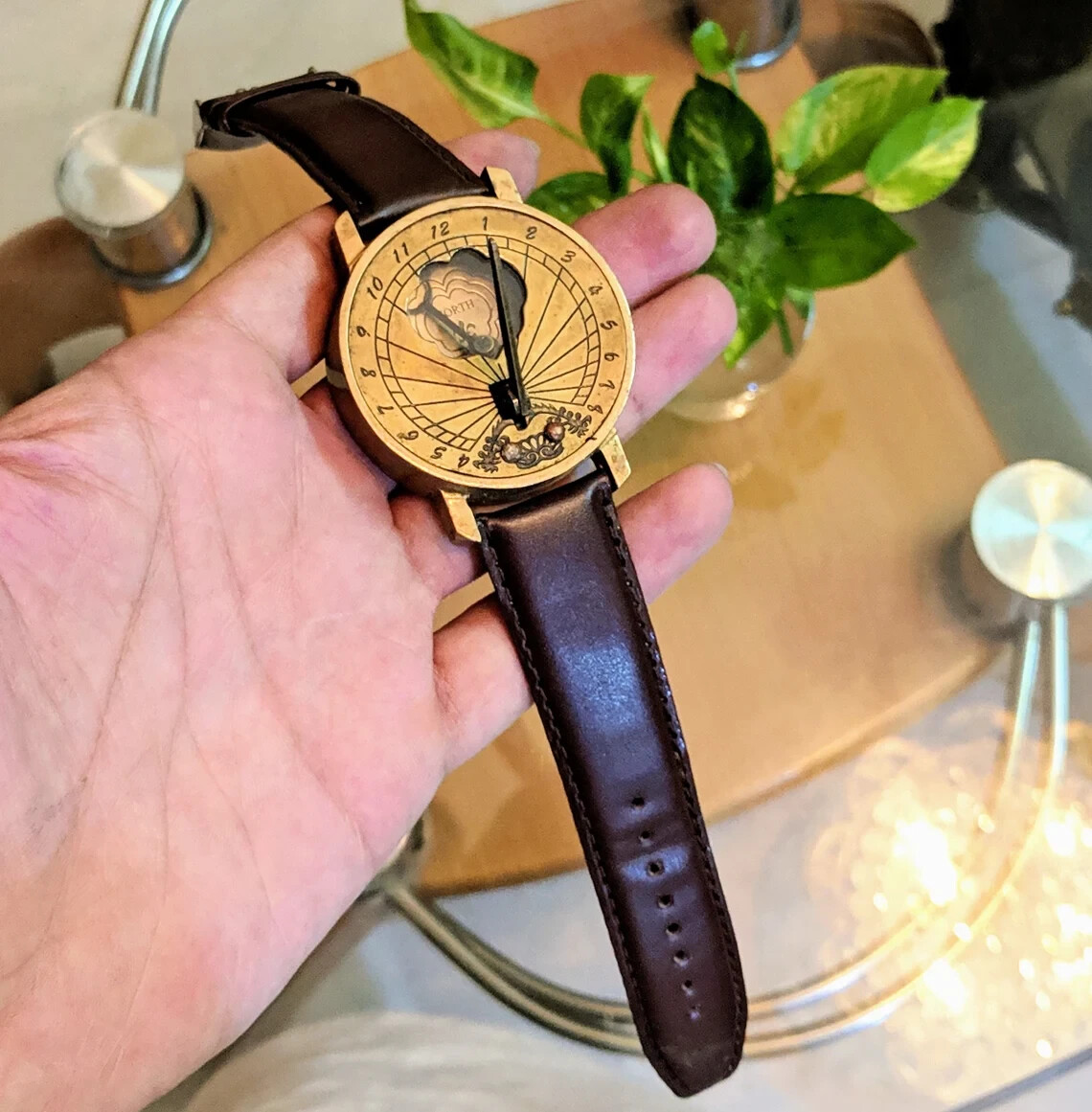 ANTICA BUSSOLA MERIDIANA con cinturino in pelle nera per orologio