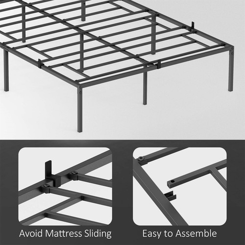 Full Size Metal Bed Frame 14 Inch Simple Platform Bed Frame Sturdy Heavy Duty - Picture 4 of 9
