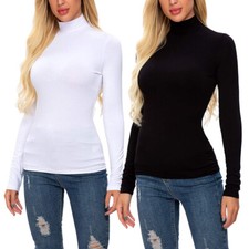 Women's Long Sleeve Layering Turtleneck Shirt Lightweight Pullover Basic Tee Top