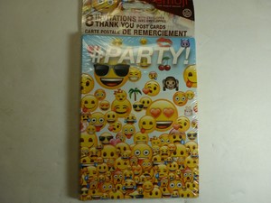 Pack Of 16 Emoji Birthday Party Post Card Invitation Ebay