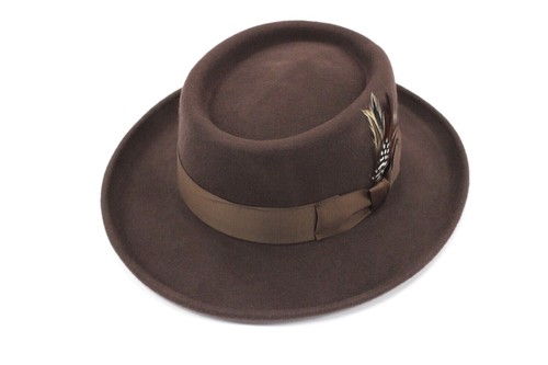 Mens Brown Gambler Hat by Bruno Capelo Wedding Church Hat 100% Wool GAM-101 - 第 1/6 張圖片