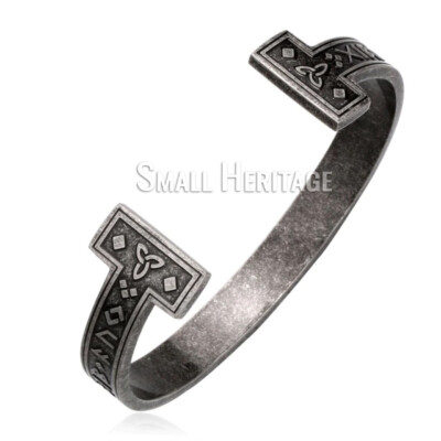 Viking Stainless Steel Cuff Bracelet Norse Odin Bangle Runes For Men Women 