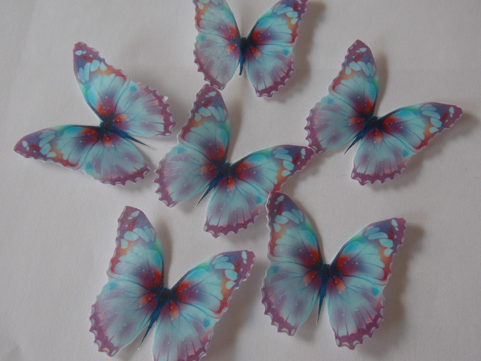 12 Precut Teal Butterfly Edible Wafer/Rice Paper Cupcake Toppers – UK Made
