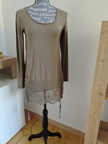 Maglietta intimissimi manica lunga e pizzo schiena verde oliva tg s-m - Foto 4 di 6