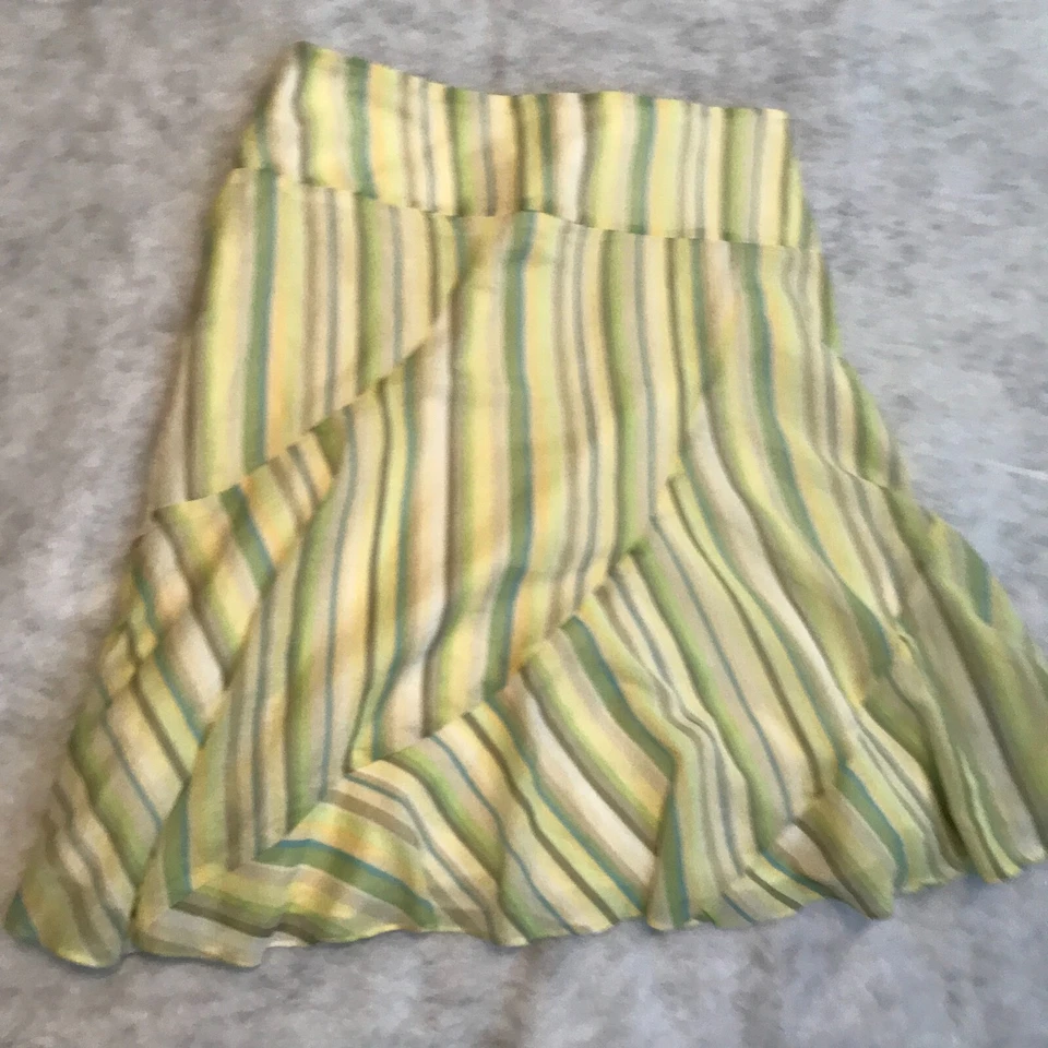 Aqua 裙子中号绿色多色荷叶边小号透明棉波西米亚美国 — 第 4/4 张图片