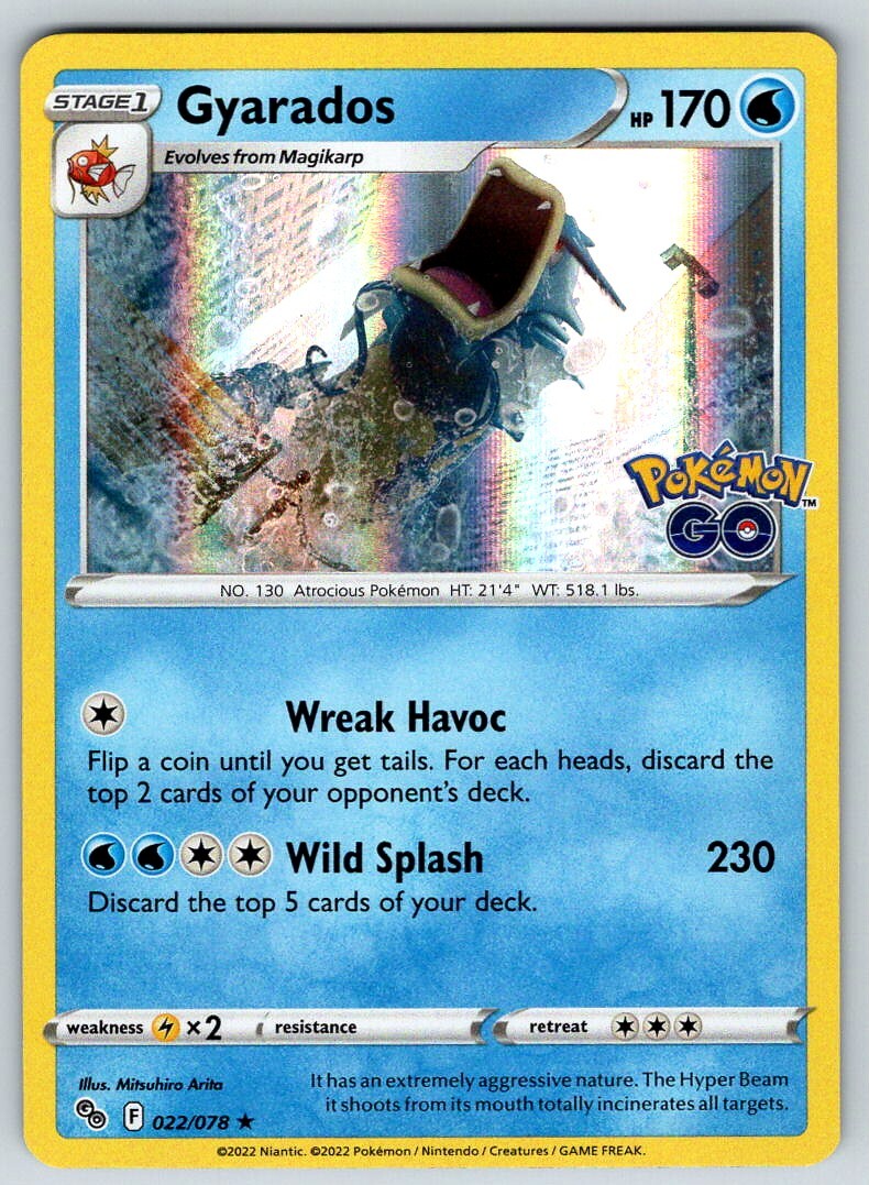 2022 POKEMON GO GYARADOS STAGE 1/RARE HOLO #022/078 HP 170
