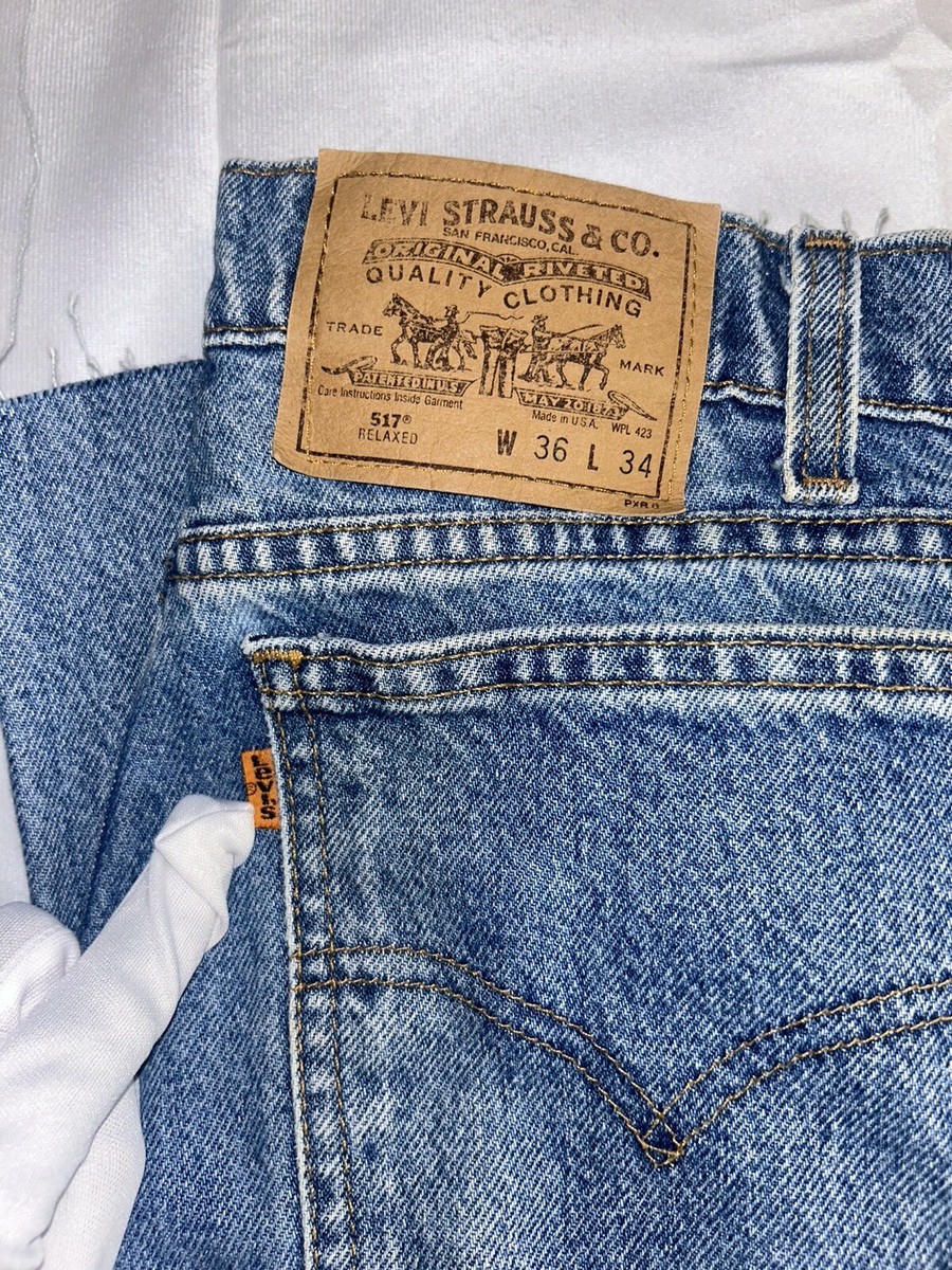 Levis 517 VTG Men Blue Jean Relaxed Fit Made In USA (ORANGE TAB