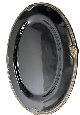 1 Certified International Embassy Black Platter Karidesign 18.5'' x 14''