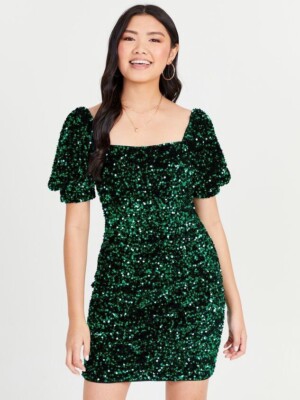 green emerald velvet dress Fitted Long Sequin Halter Slit Dress by Ladivine CDS497  ABC Fashion