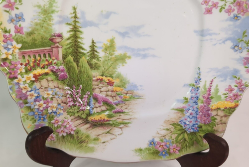 Royal Albert Crown China Kentish Rockery Cake Plate with Handles 10.5" - Picture 2 of 9