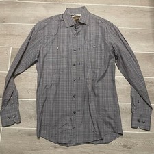 Pronto Uomo Blue Men's Long Sleeve Button-Down Shirt Small Plaid 100 Cotton