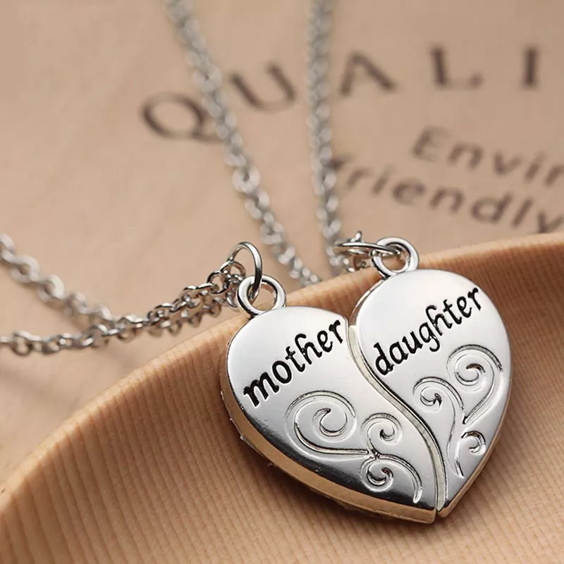 Silver Mother Love Daughter Heart Necklace Mom Pendant Mother's Day Women  Gift | eBay