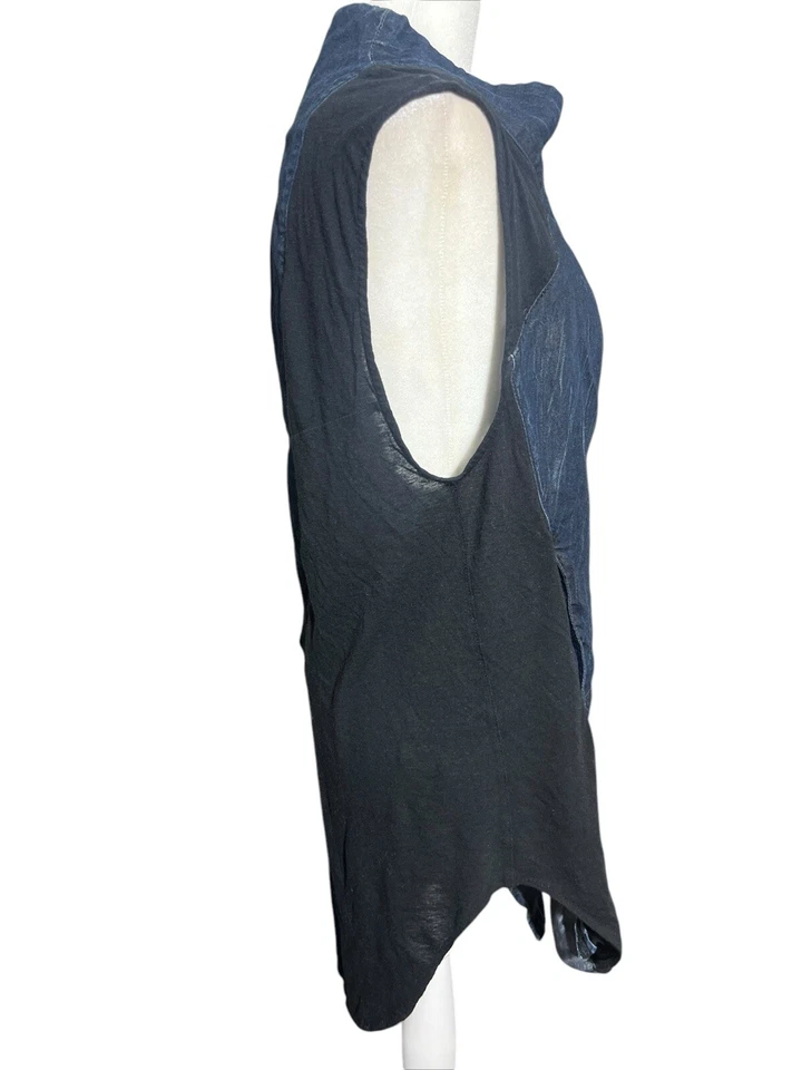 helmut lang new york sleeveless Asymmetric top button up dark denim - Image 4 of 4