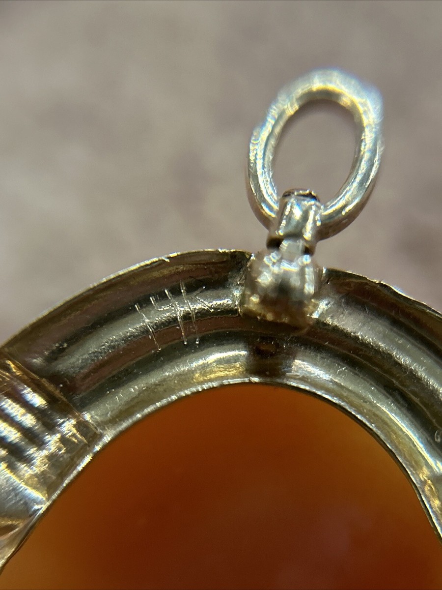 Antique 14K Gold Cased Cameo Brooch Pendant View 5
