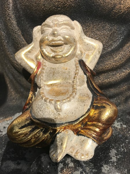 Funny Gold Buddha Lachender Meditation-Buddha Happy Gold Buddha Statue-image