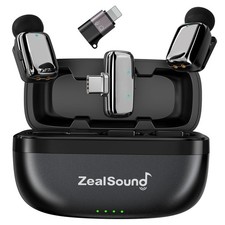 ZealSound Mini Wireless Lavalier Microphone for iPhone iPad Android, Silver