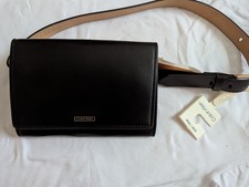 Calvin Klein Black Leather Belt Bag Waist Pack Size S/M NEW