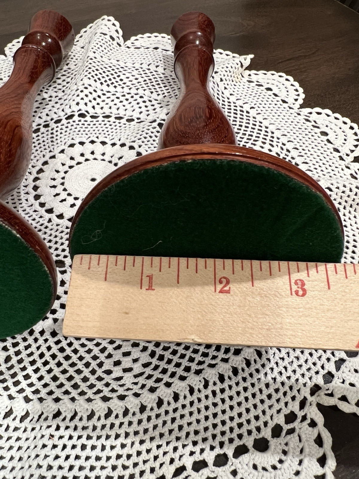 Pair of MCM Hand Turned Wooden / Brass Insert Candlestick Holders 9.75” Tall