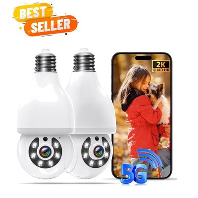 Smart Light Socket Camera with Color Night Vision and SD/Cloud Storage - 2 Pack