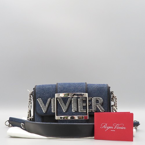 Roger Vivier RBWANAB9000IZ6178L Denim Call Me Tres Vivier Shoulder Bag