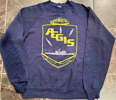 Vintage Navy Aegis Missile System Blue Sweater Very Rare! Fits S-M