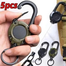 Heavy Duty Retractable Pull Reel Keychain Steel Wire Rope Carabiner Clip