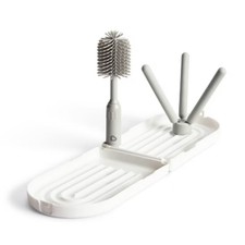 Munchkin Portable Bottle Drying Rack with Bottle Brush - White