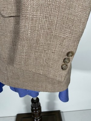 Vintage Calvin Klein 38R Brown Beige Nubby Fleck Silk Blazer Sport Coat Jacket