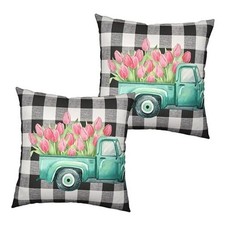 Spring Tulip Pillow Covers 18x18 Set of 2 Vintage 18" x 18" Pack of 2 Tulip-2