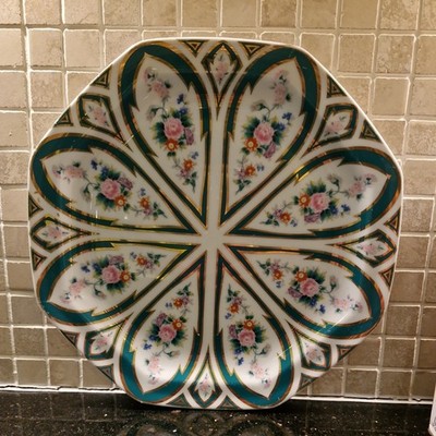 SCHÖNER VINTAGE LEFTON CANTON ROSE PORZELLAN ACHTECKIGER TELLER in neuwertigem Zustand 