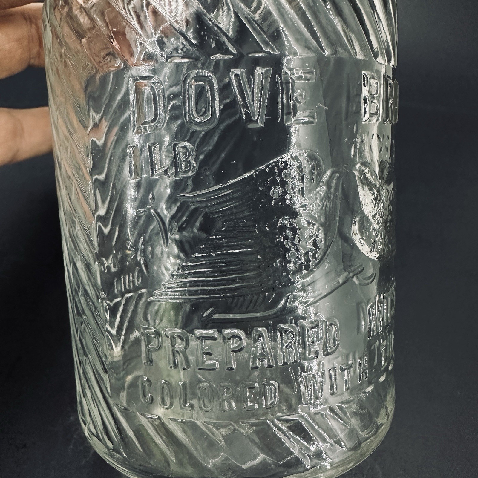 1 LB. DOVE BRAND MUSTARD JAR ORIGINAL FRANK TEA & SPICE CO. JUMBO PEANUT BUTTER