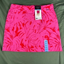 Rafaella Women's Golf Skort Large Pink Floral Pull-On Stretch Performance NWT