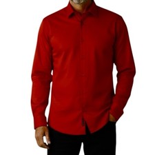 Berlioni Italy Men  s Dress Shirt Red Button Up Long Sleeve Sz XL NEW
