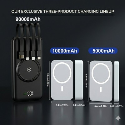 Wireless Power Bank Charger 90000mAh Battery Pack Portable For iPhone Andriod