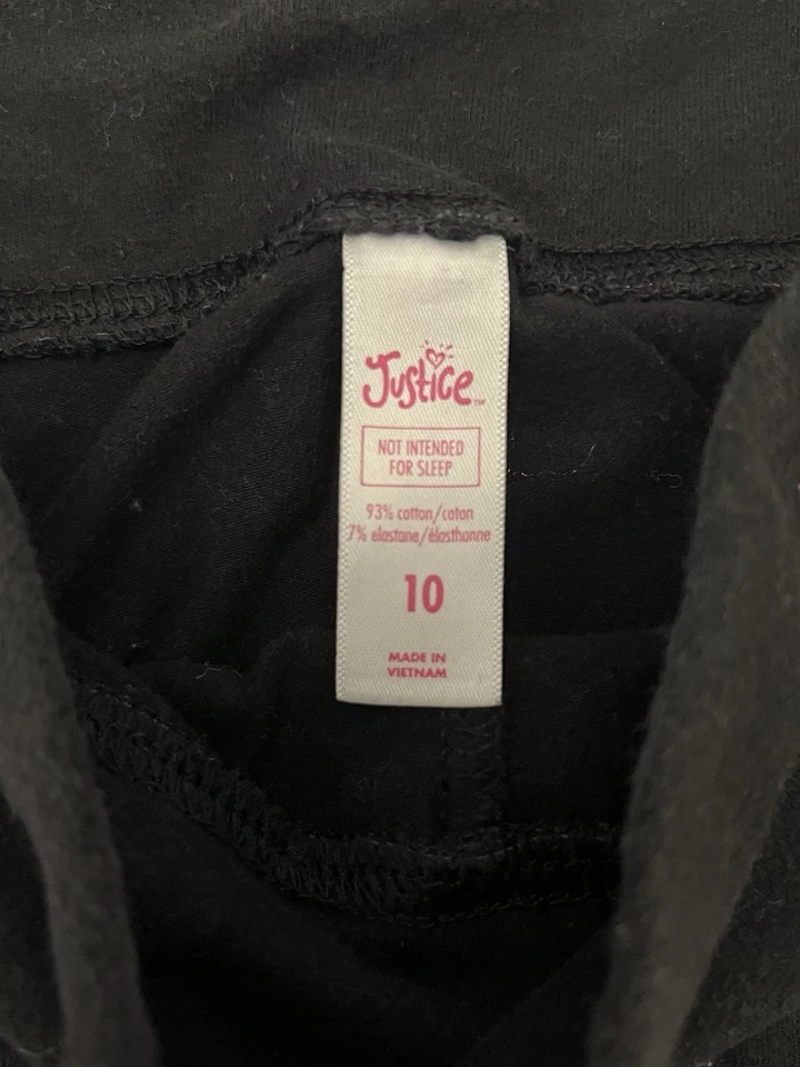 Pantalones irlandeses unicornio negros de 2 piezas Justice Girls con camiseta trébol blanco talla 10 Foto 3 de 4