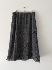 Harold's Women's Midi Black Skirt Print RUFFLES Made In USA, Size 12