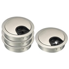 4Pcs Desk Cable Hole Cover,Zinc Alloy Cord Wire Raceway 50mm,Silver 
