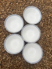 5 X Vintage St. Michael Felsham White with Blue Band Cereal / Dessert Bowls 15cm