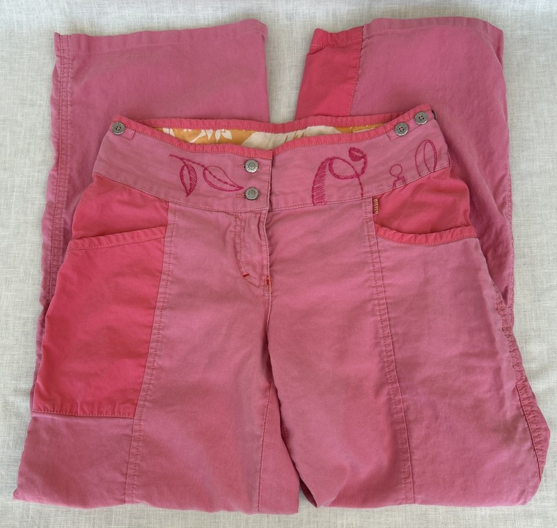 OILILY Girls Bright Pink Canvas Cute Embroidered Play Ankle-Pants Size 16