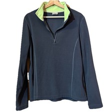 Danskin Now Fleece Pullover w/ lime Accent Collar - Women s Sz L - Dark Grey