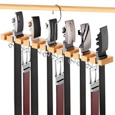 Wooden Belt Hanger Closet 2In1 Wall Mount Organizer 360 Rotating 42 Belts