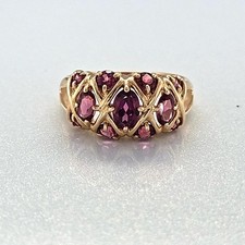 14K Yellow Gold Ladies Purple Multi Stone Ring 4.11G Size 8.25 MAC000048