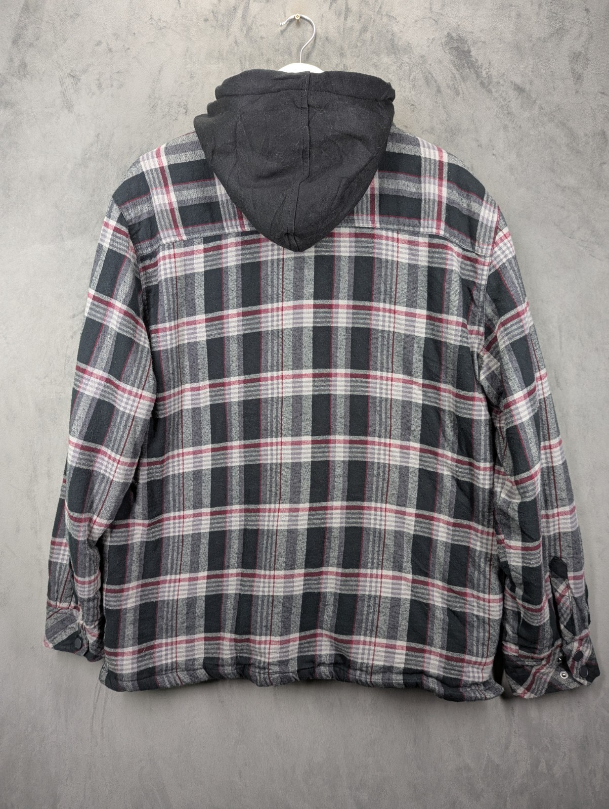 Boston Traders Lumberjack Flannel Shirt Jacket  Large Plaid Hoodie Zip & Snap image 3