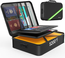 Noiposi Fireproof Document Box with Lock for A4 Files and Certificates