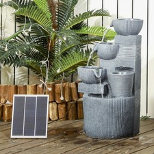 Solar Powered Outdoor Water Fountain, Waterfall Fountain with LED Lights