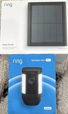 Ring Spotlight Cam Pro Battery with Solar Panel, Night Vision, Wi-Fi, Black
