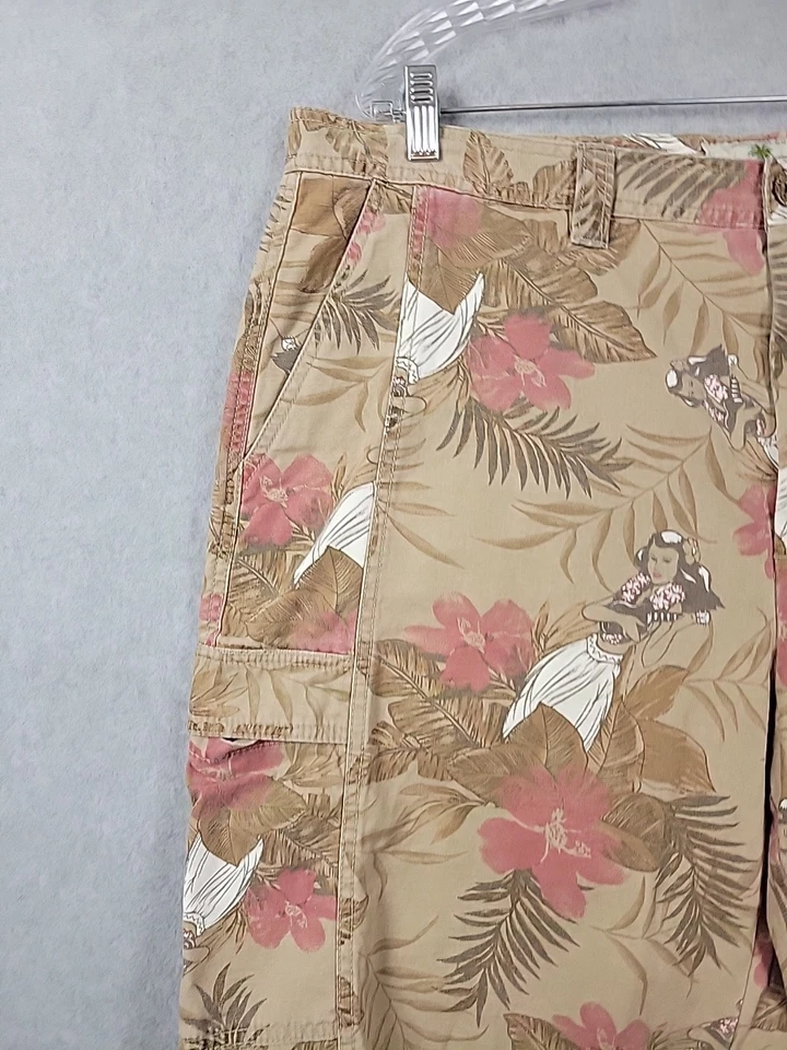 Шорты-бермуды мужские Island Shores 100% хлопок желтовато-коричневые гавайские с цветочным рисунком карго 42 - Изображение 3 из 4